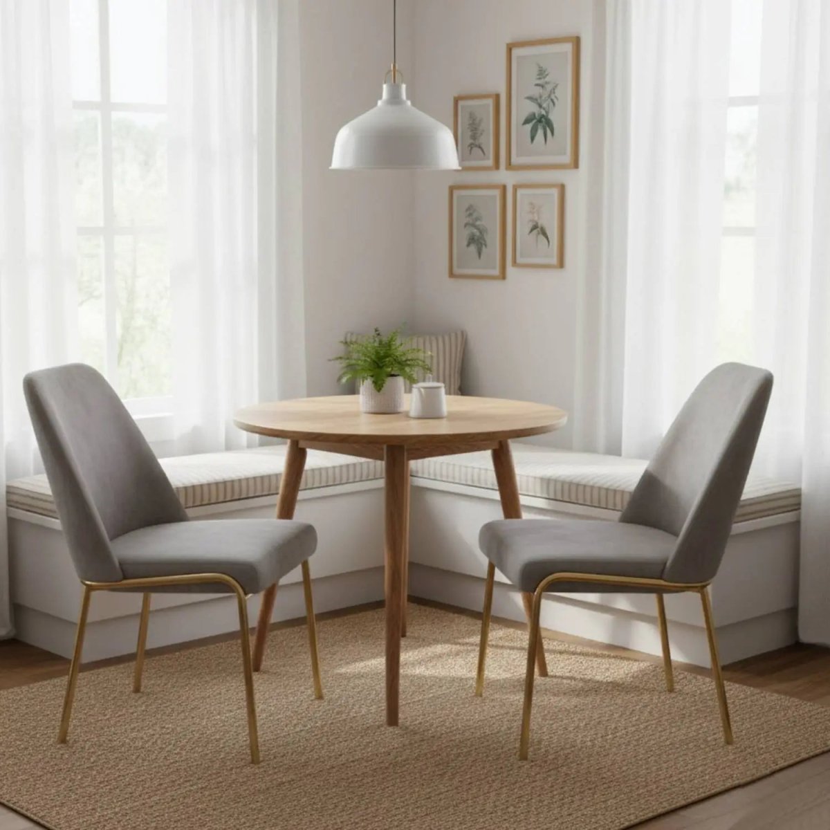 Lumen Modern Upholstered Dining Chair with Gold Steel Legs, Ergonomic Accent Chair Light Grey Velvet Dining Chair LeisureMod