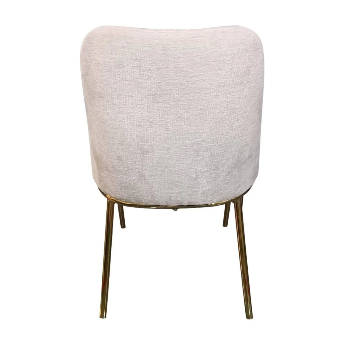 Lumen Modern Upholstered Dining Chair with Gold Steel Legs, Ergonomic Accent Chair White Boucle Dining Chair LeisureMod