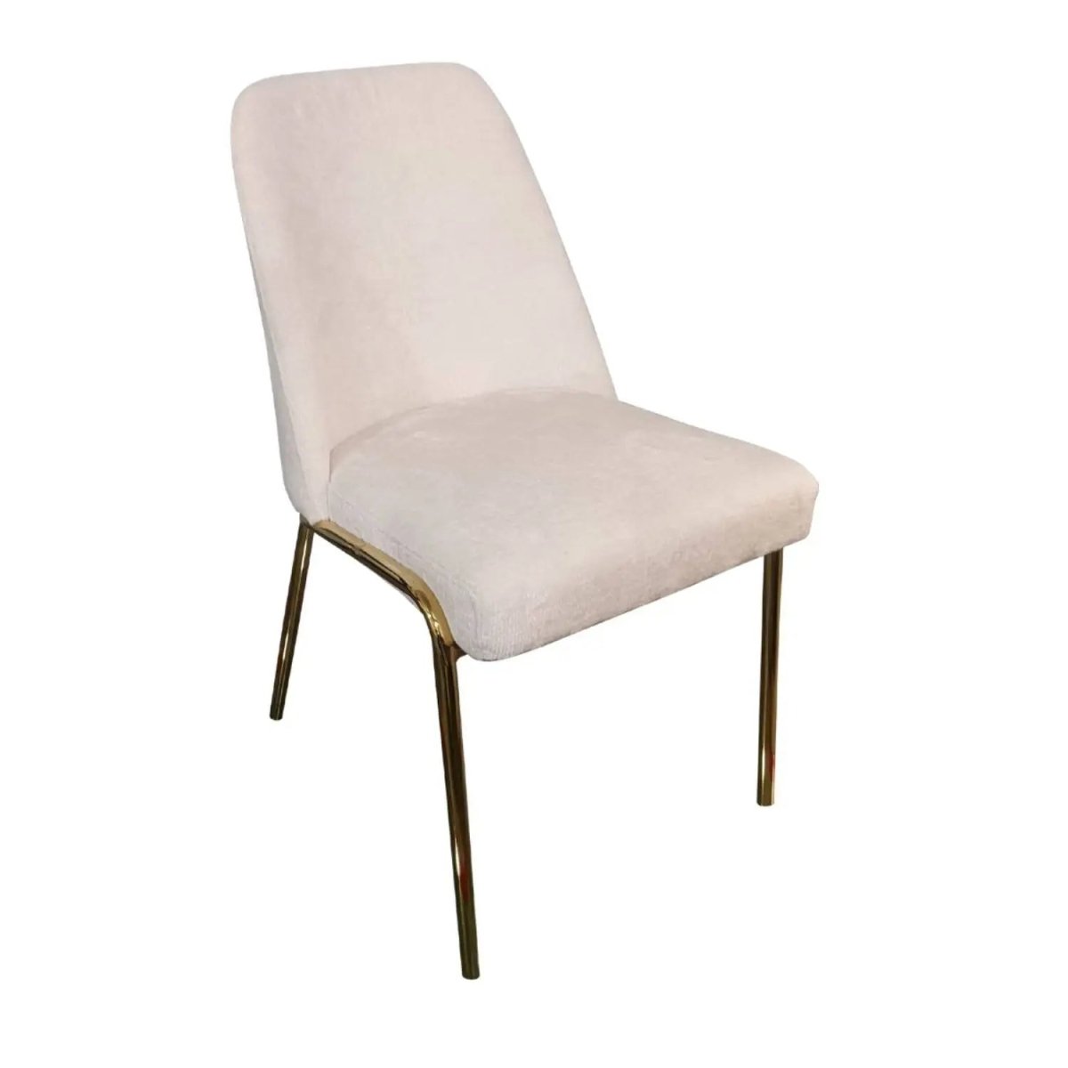 Lumen Modern Upholstered Dining Chair with Gold Steel Legs, Ergonomic Accent Chair White Boucle Dining Chair LeisureMod
