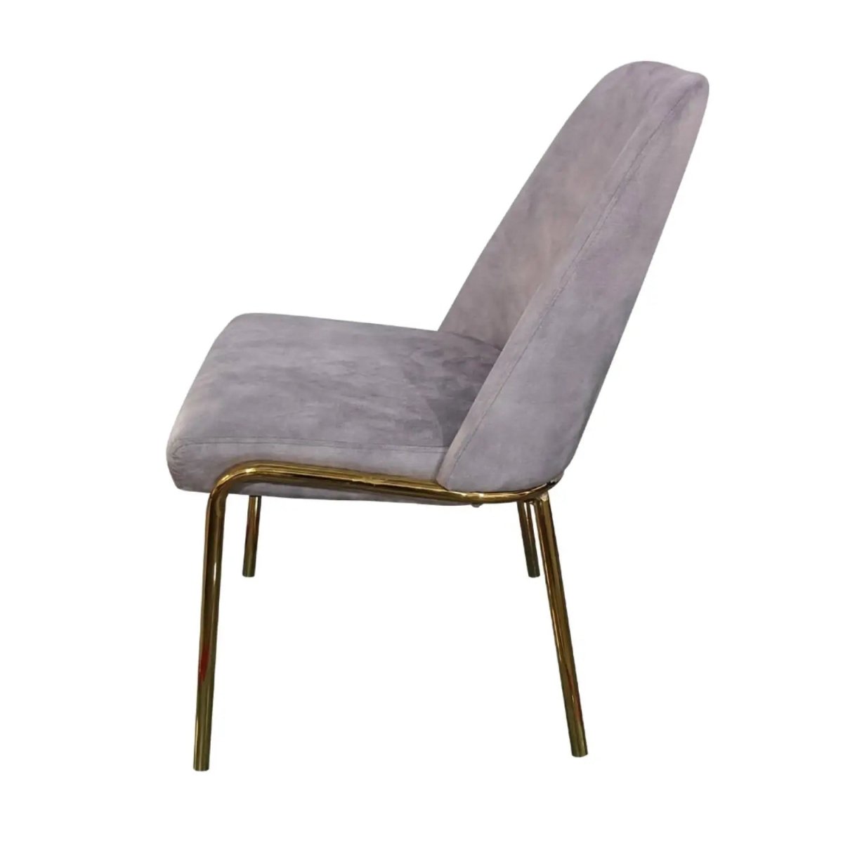 Lumen Modern Upholstered Dining Chair with Gold Steel Legs, Ergonomic Accent Chair Light Grey Velvet Dining Chair LeisureMod