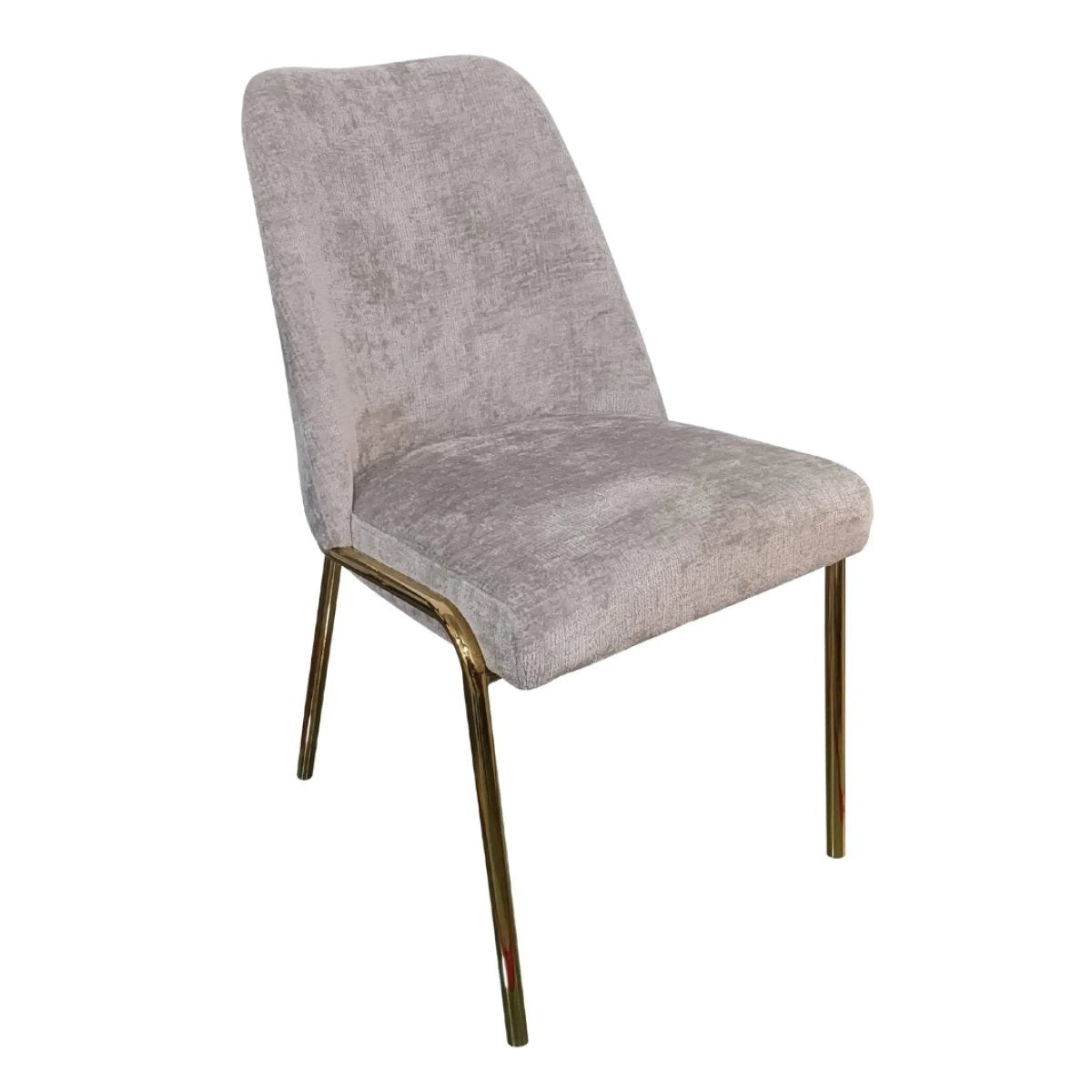 Lumen Modern Upholstered Dining Chair with Gold Steel Legs, Ergonomic Accent Chair Grey Boucle Dining Chair LeisureMod