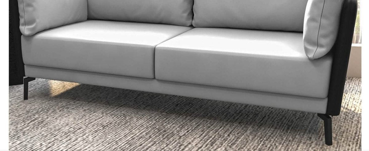 Luxify 3 - Seater Leather Sofa with Stainless Steel Legs and Removable Cushions