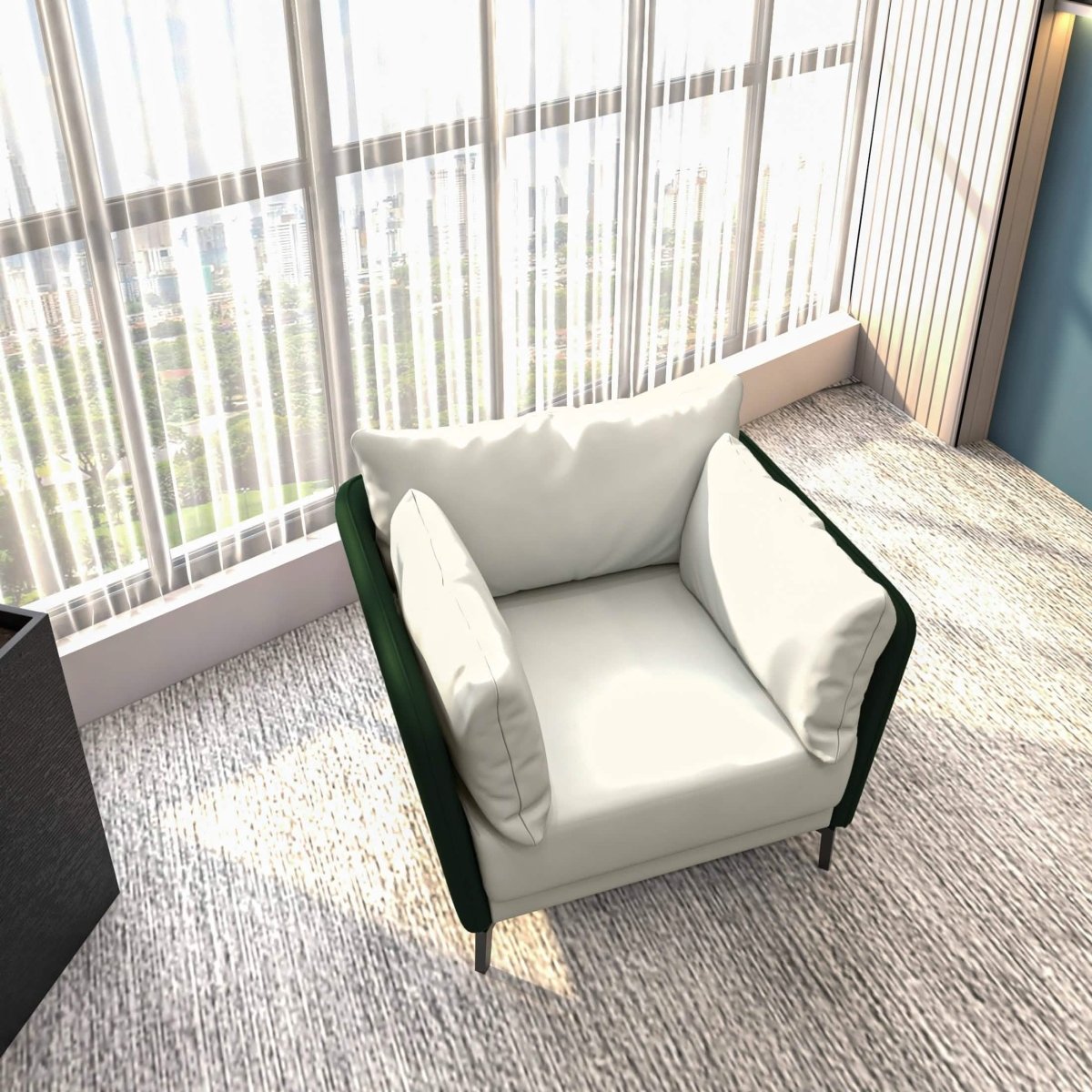 Luxify Single - Seater Leather Sofa Accent Armchair with Stainless Steel Legs and Removable Cushions