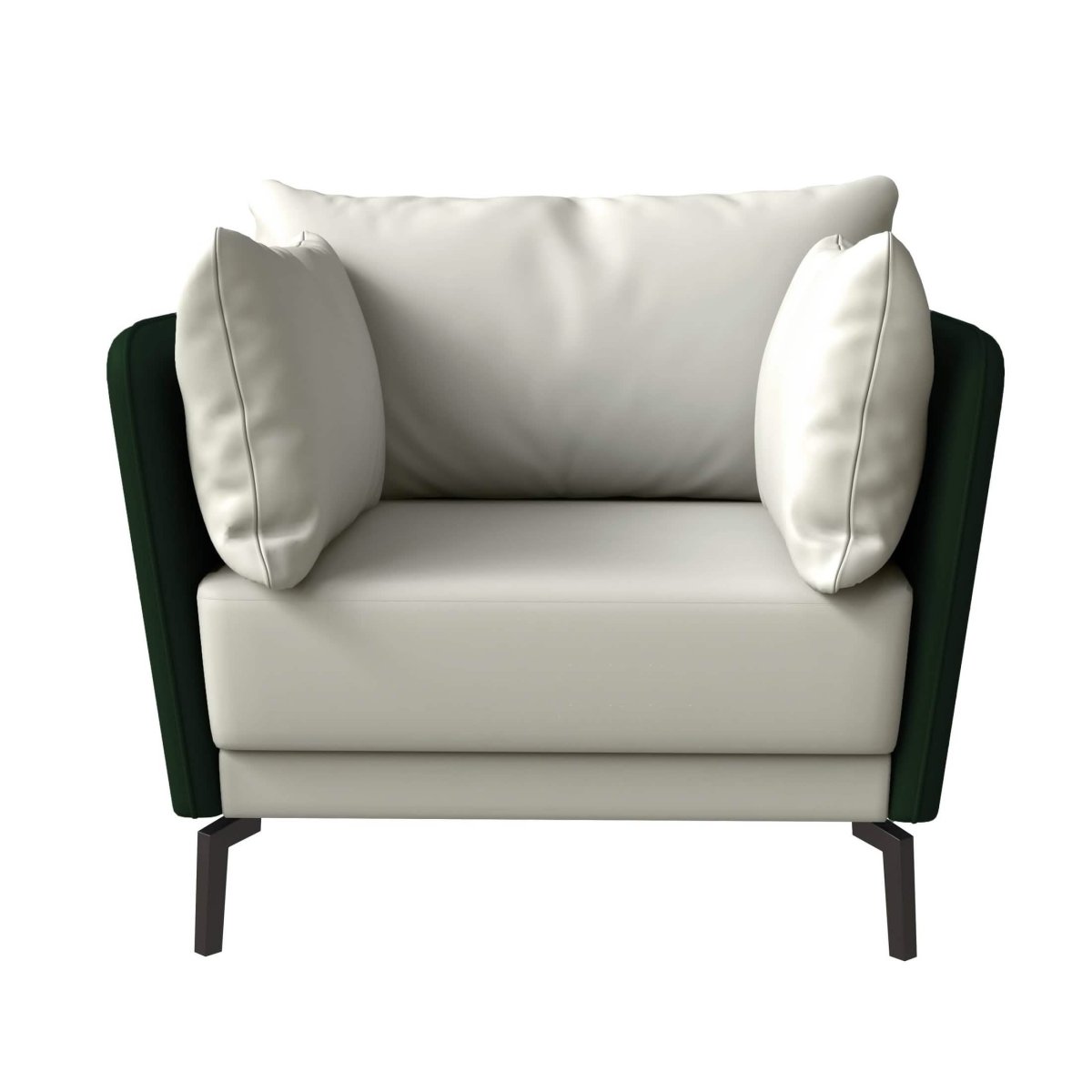 Luxify Single - Seater Leather Sofa Accent Armchair with Stainless Steel Legs and Removable Cushions