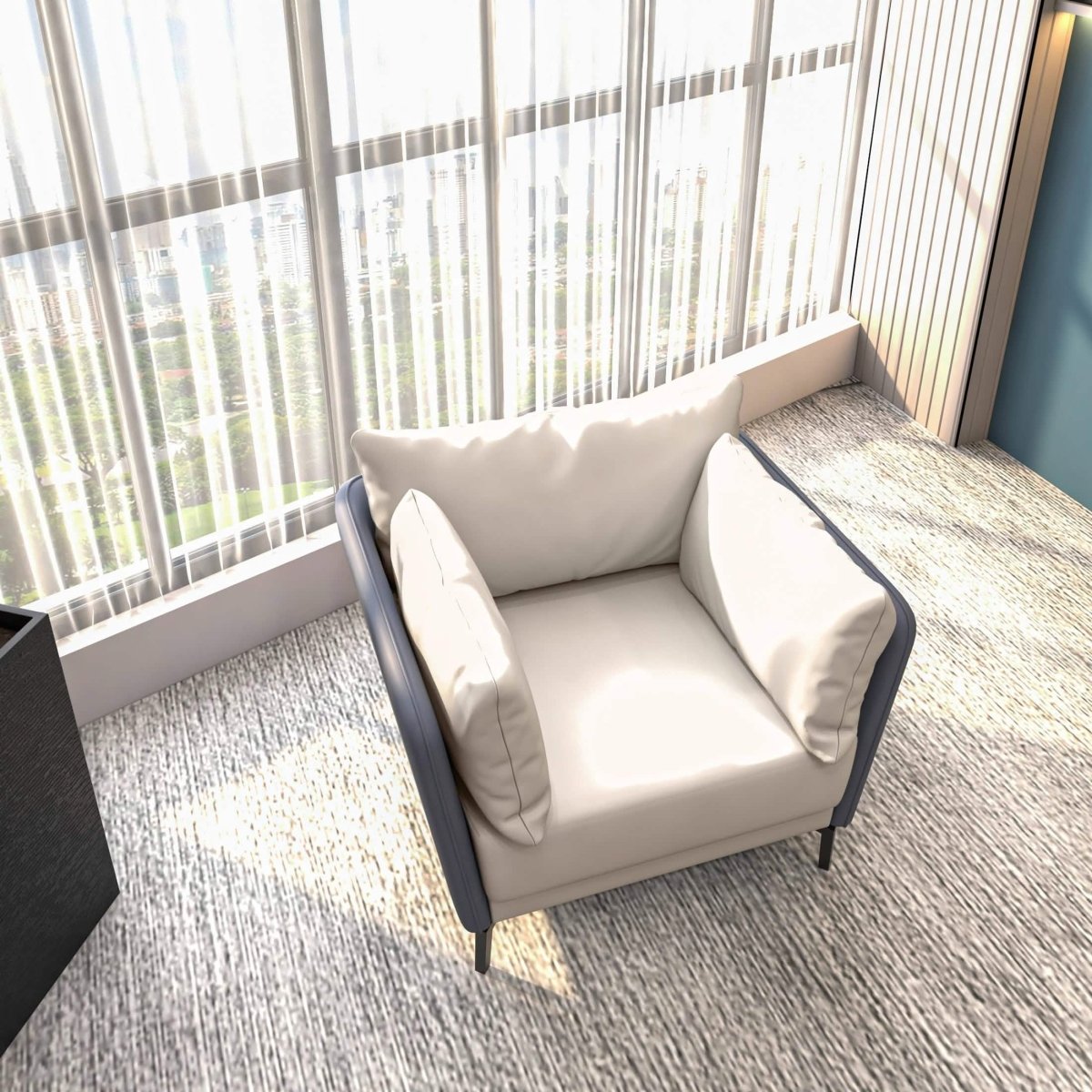 Luxify Single - Seater Leather Sofa Accent Armchair with Stainless Steel Legs and Removable Cushions