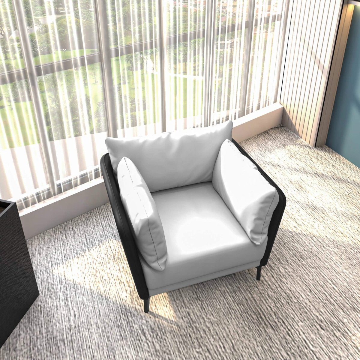 Luxify Single - Seater Leather Sofa Accent Armchair with Stainless Steel Legs and Removable Cushions