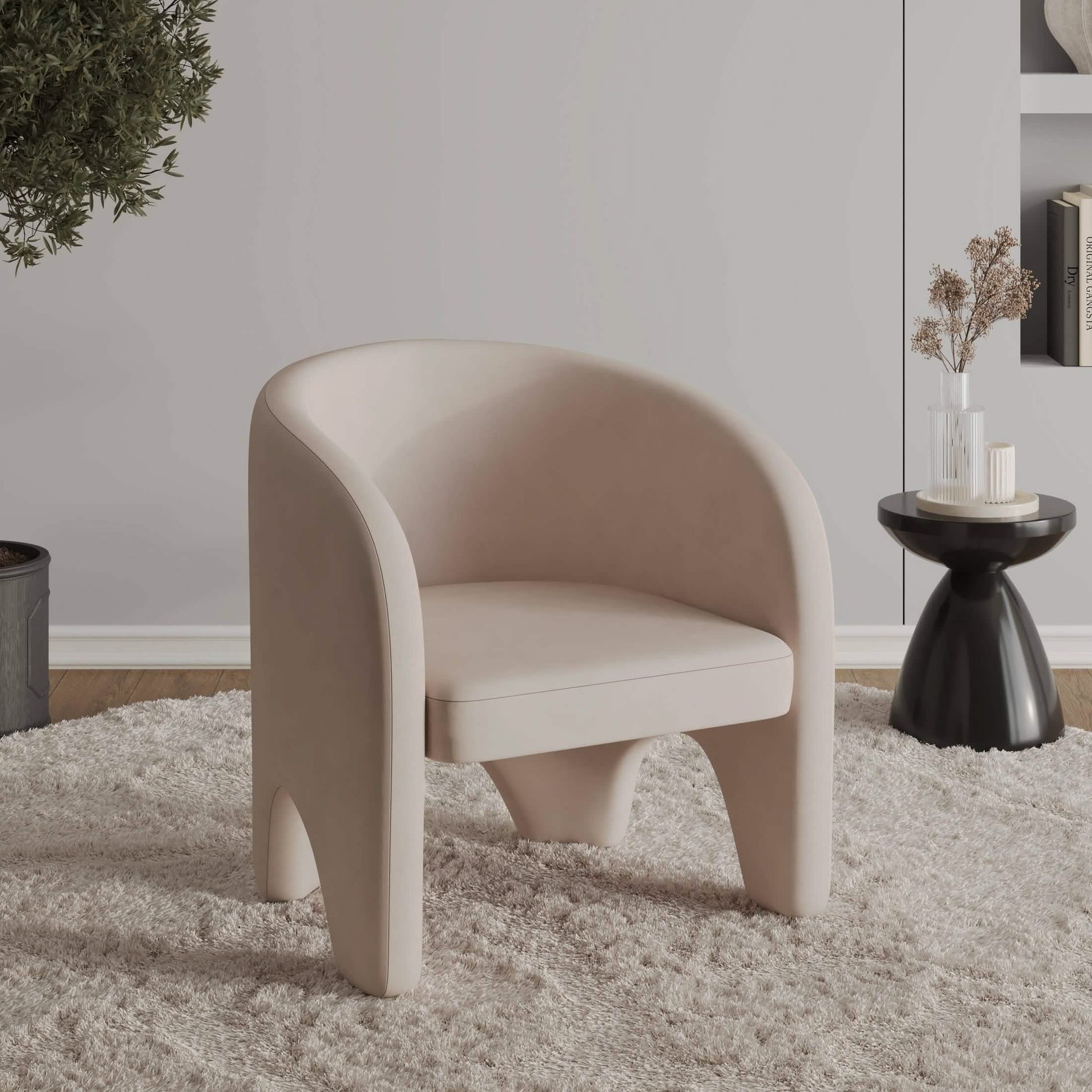Lylo Accent Arm Chair Upholstered in Boucle/Velvet with Barrel Back Design