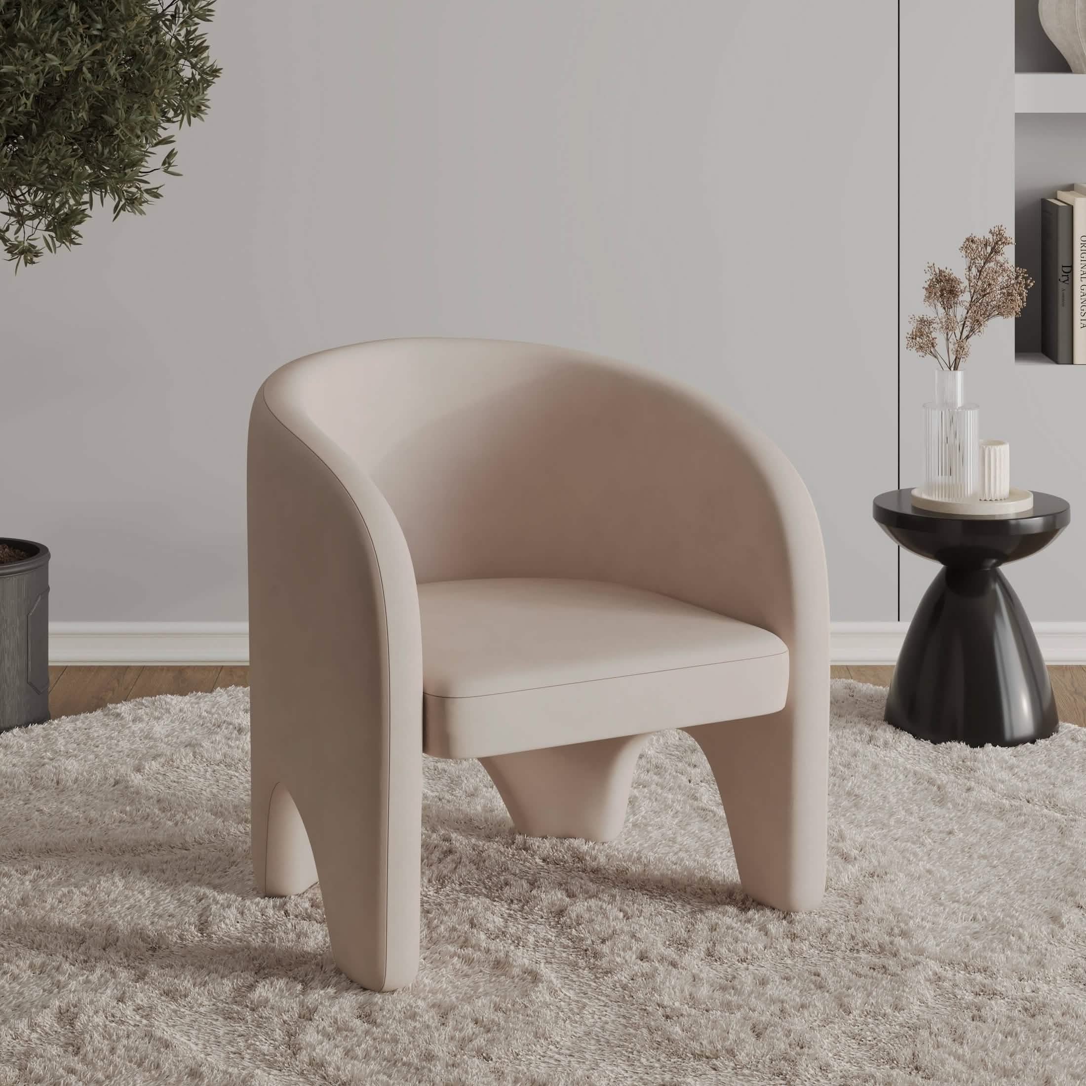 Lylo Accent Arm Chair Upholstered in Boucle/Velvet with Barrel Back Design