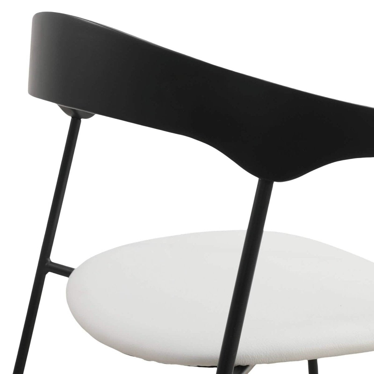 Lyra Leather Dining Chair with a Beech Wood Curved Back and Iron Legs