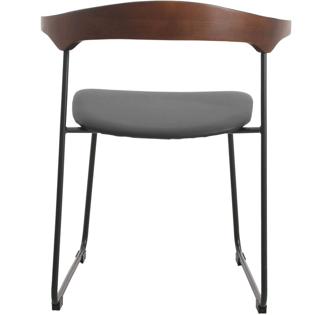 Lyra Leather Dining Chair with a Beech Wood Curved Back and Iron Legs