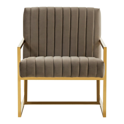 Montgomery Velvet Pinstripe Design Accent Armchair With Gold Frame