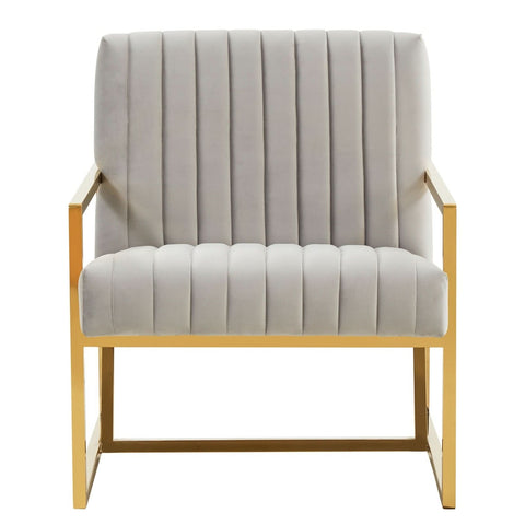 Montgomery Velvet Pinstripe Design Accent Armchair With Gold Frame