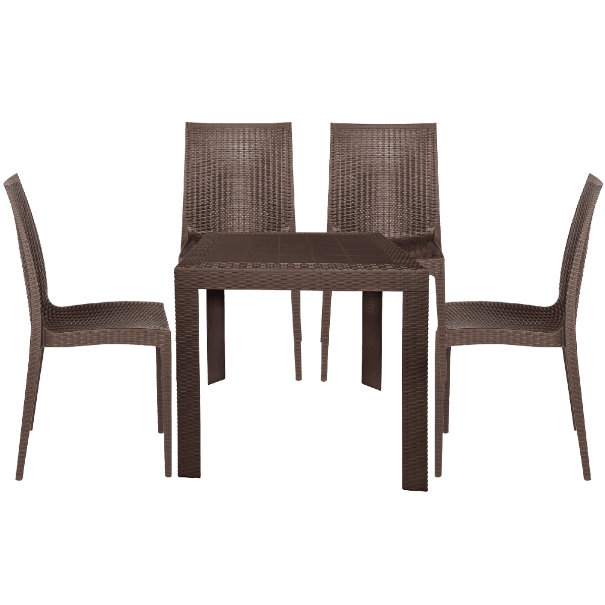 Mace Mid-Century 5-Piece Outdoor Dining Set Brown Dining Set Leisuremod