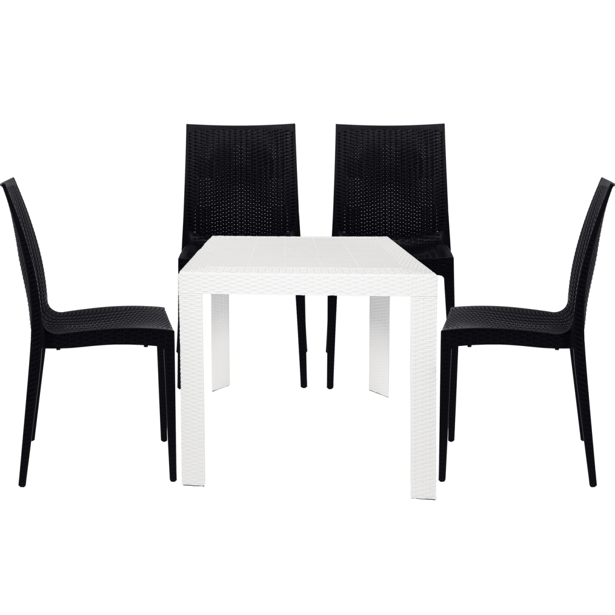 Mace Mid-Century 5-Piece Outdoor Dining Set White Dining Set Leisuremod