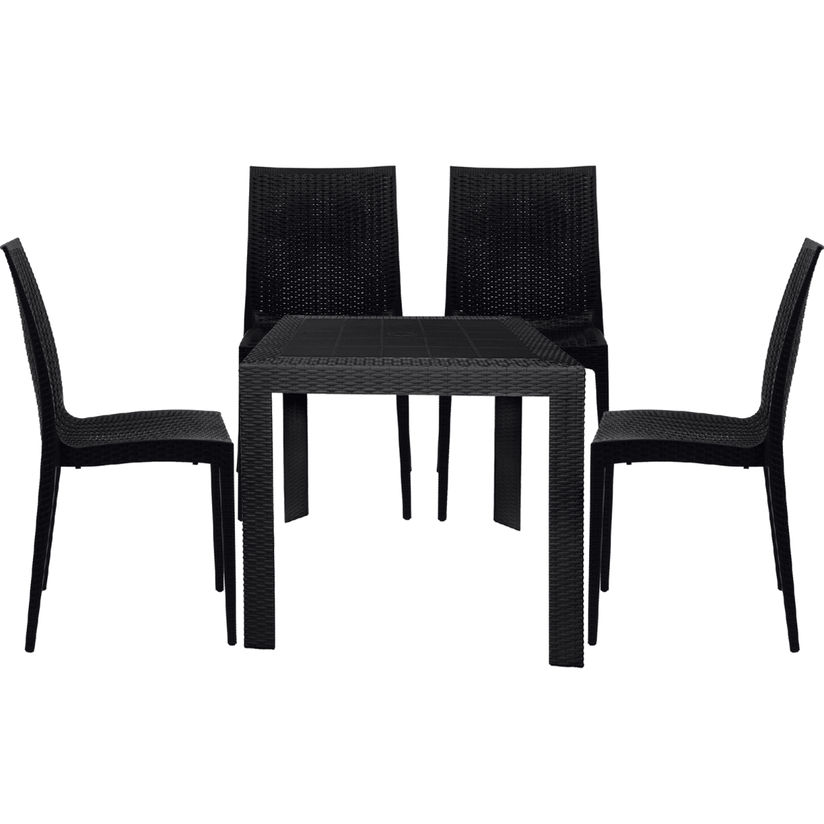 Mace Mid-Century 5-Piece Outdoor Dining Set Black Dining Set Leisuremod