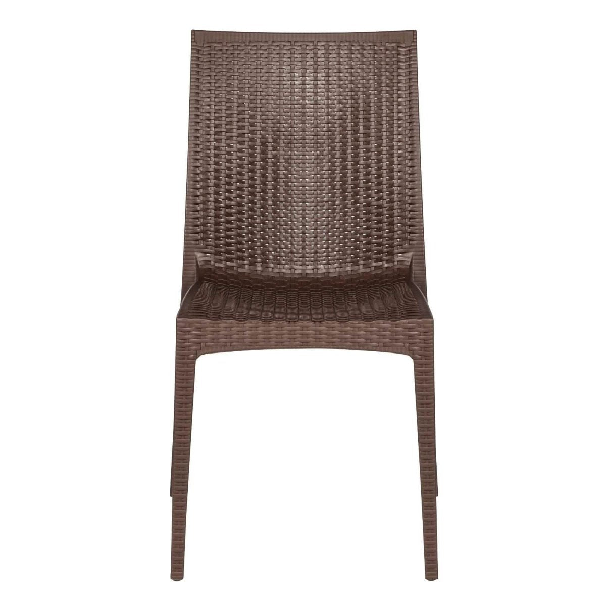 Mace Mid-Century 7-Piece Outdoor Dining Set: 4 Side Chairs & 2 Armchairs White and Brown Dining Set Leisuremod