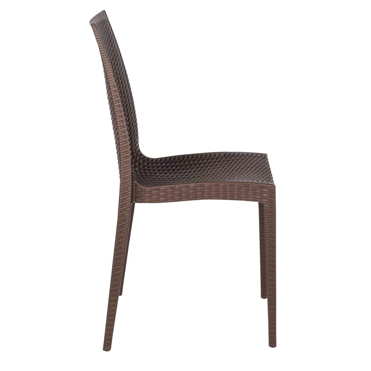 Mace Mid-Century 7-Piece Outdoor Dining Set: 4 Side Chairs & 2 Armchairs White and Brown Dining Set Leisuremod