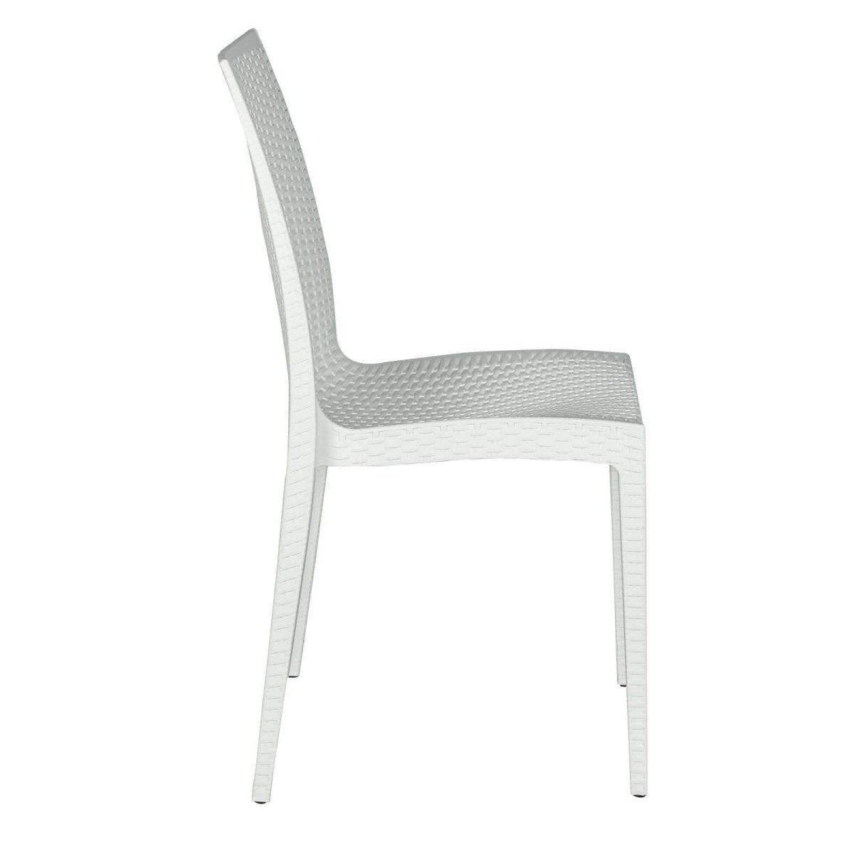 Mace Mid-Century 7-Piece Outdoor Dining Set: 4 Side Chairs & 2 Armchairs White and Brown Dining Set Leisuremod