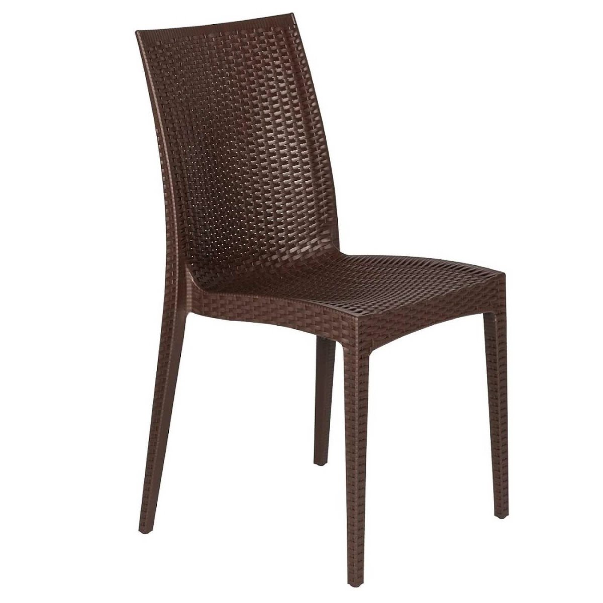 Mace Mid-Century 7-Piece Outdoor Dining Set: 4 Side Chairs & 2 Armchairs White and Brown Dining Set Leisuremod