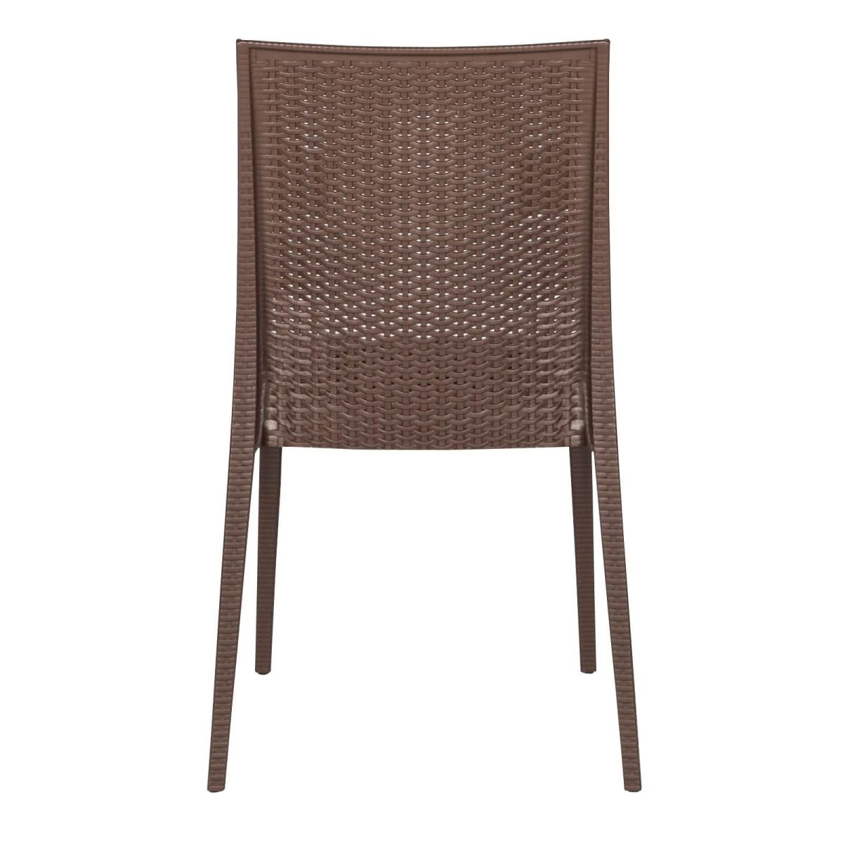 Mace Mid-Century 7-Piece Outdoor Dining Set: 4 Side Chairs & 2 Armchairs White and Brown Dining Set Leisuremod
