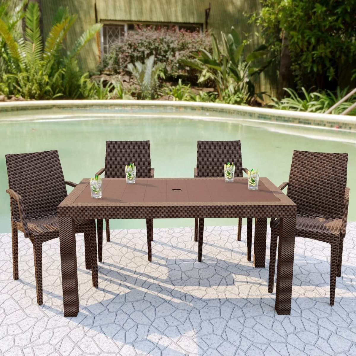 Mace Weave Design Square/Rectangular Dining Table in Polypropylene Plastic
