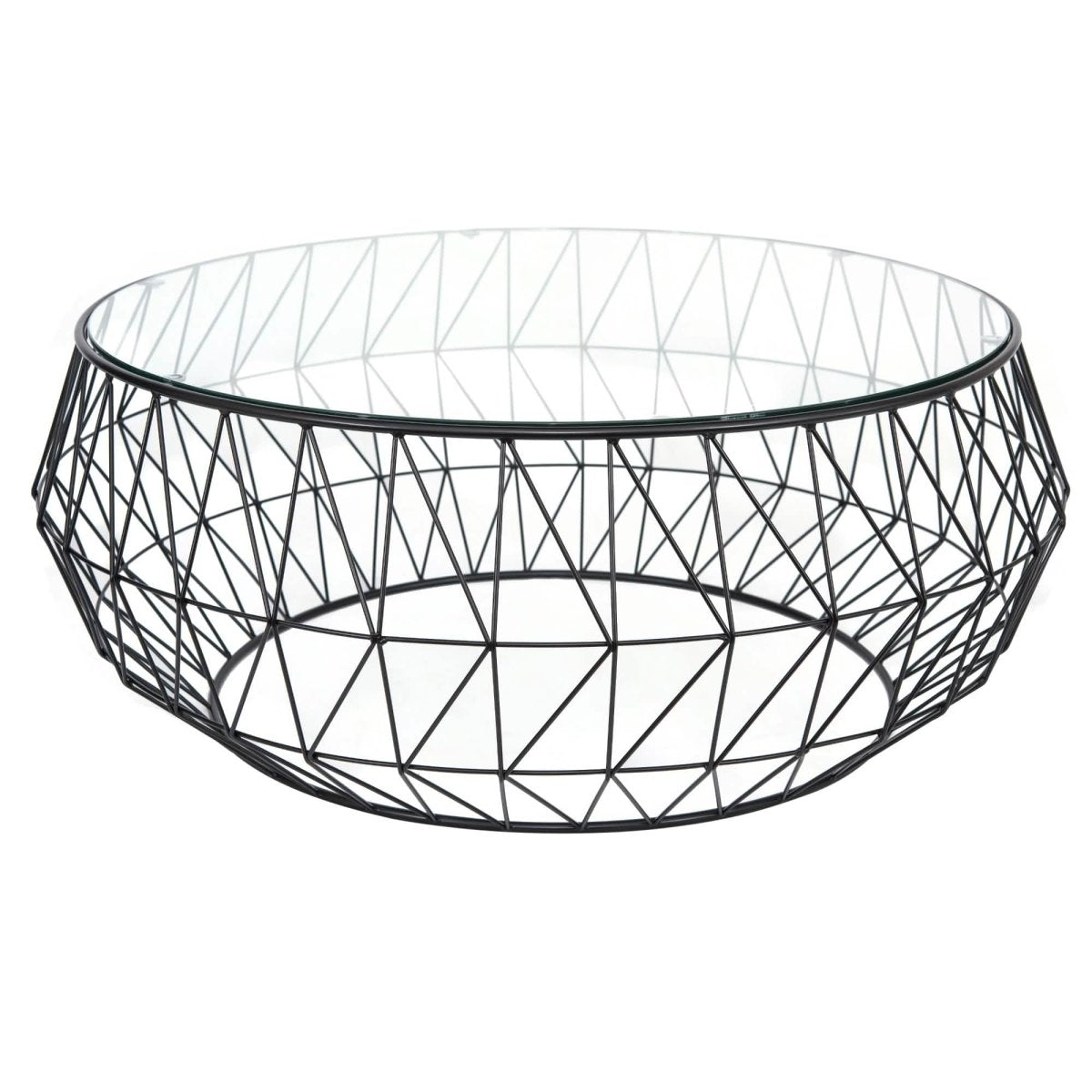 Malibu Modern Round Glass Top Coffee Table With Chrome Base