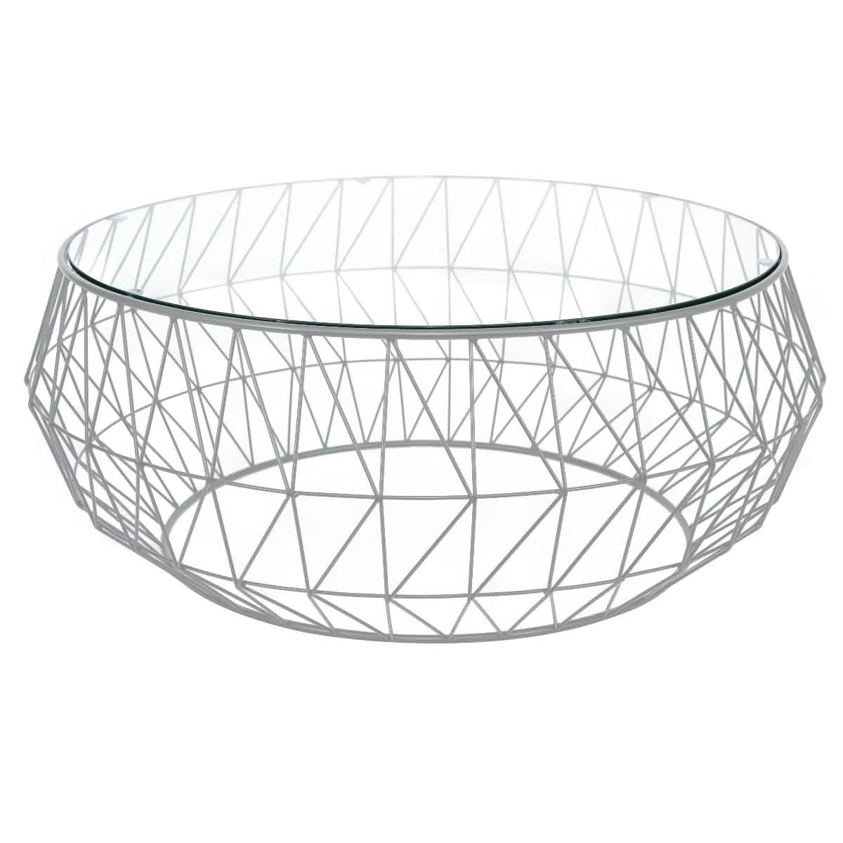 Malibu Modern Round Glass Top Coffee Table With Chrome Base