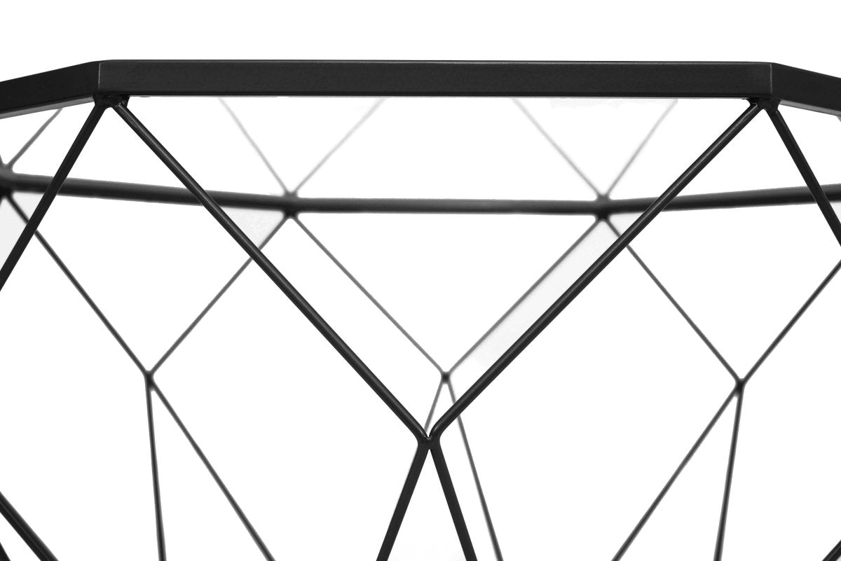 Malibu Octagon Coffee Table with Glass Top and Geometric Metal Base