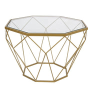Malibu Octagon Coffee Table with Glass Top and Geometric Metal Base