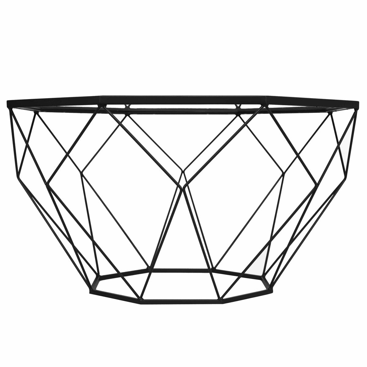Malibu Octagon Coffee Table with Glass Top and Geometric Metal Base