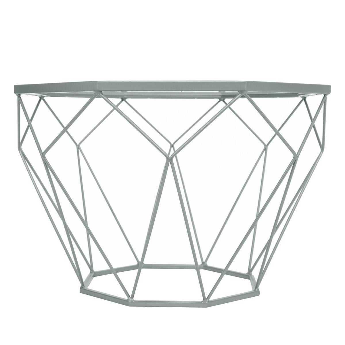 Malibu Octagon Coffee Table with Glass Top and Geometric Metal Base