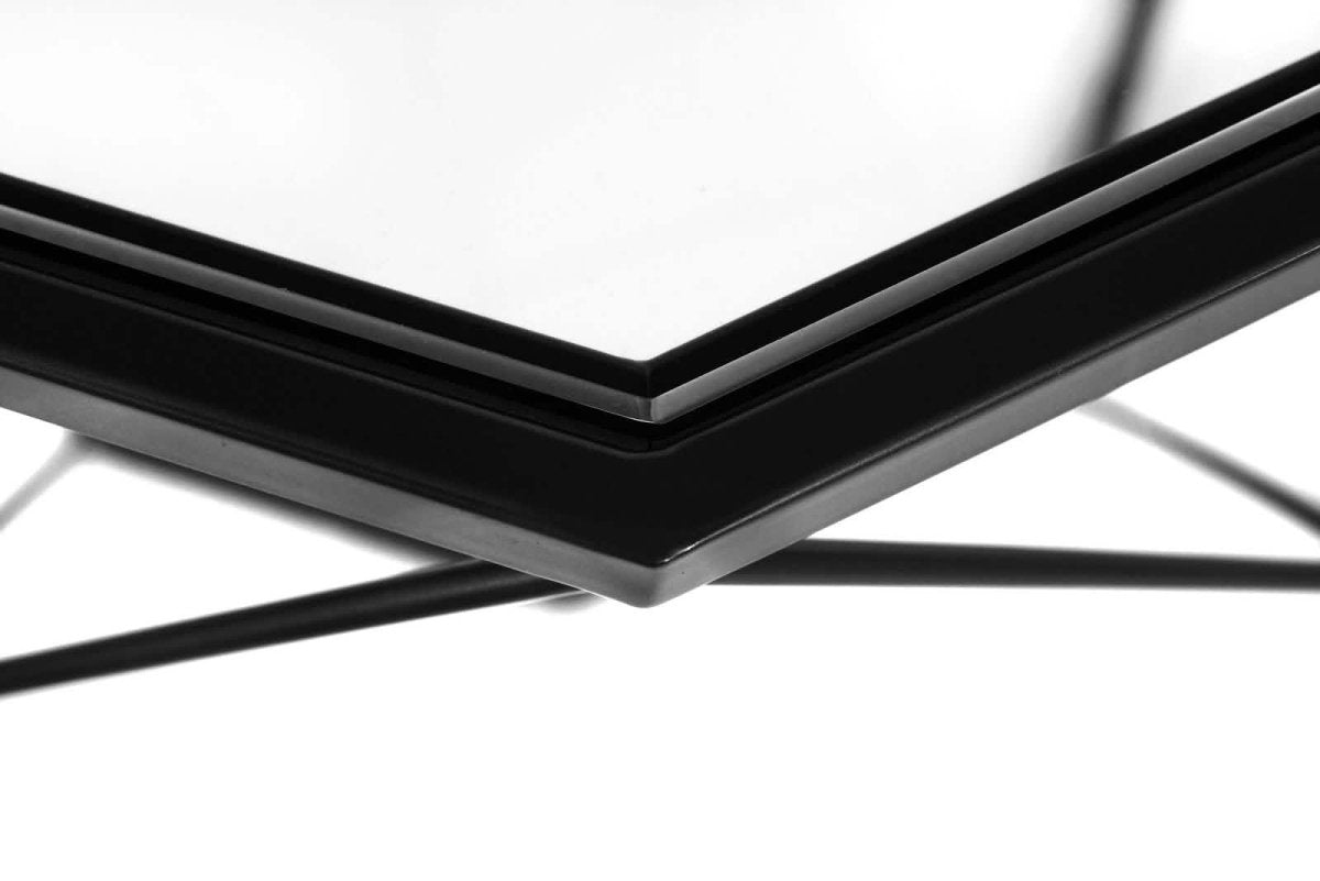 Malibu Octagon Coffee Table with Glass Top and Geometric Metal Base