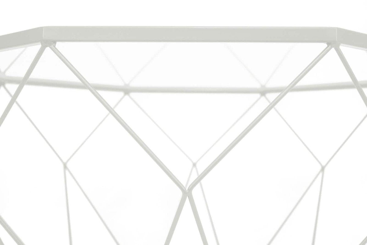 Malibu Octagon Coffee Table with Glass Top and Geometric Metal Base