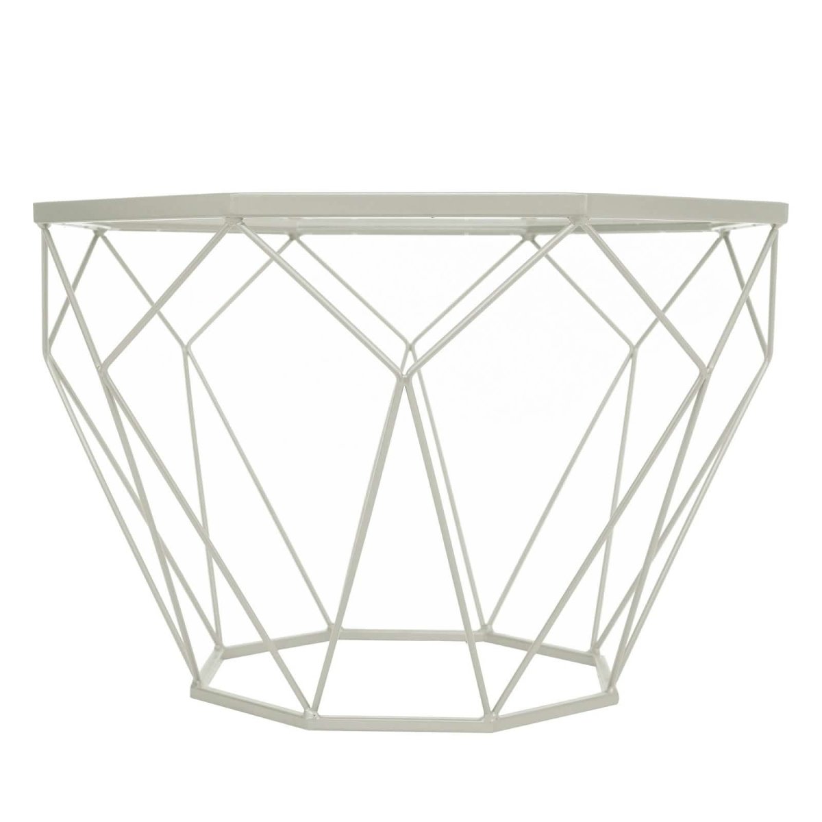 Malibu Octagon Coffee Table with Glass Top and Geometric Metal Base