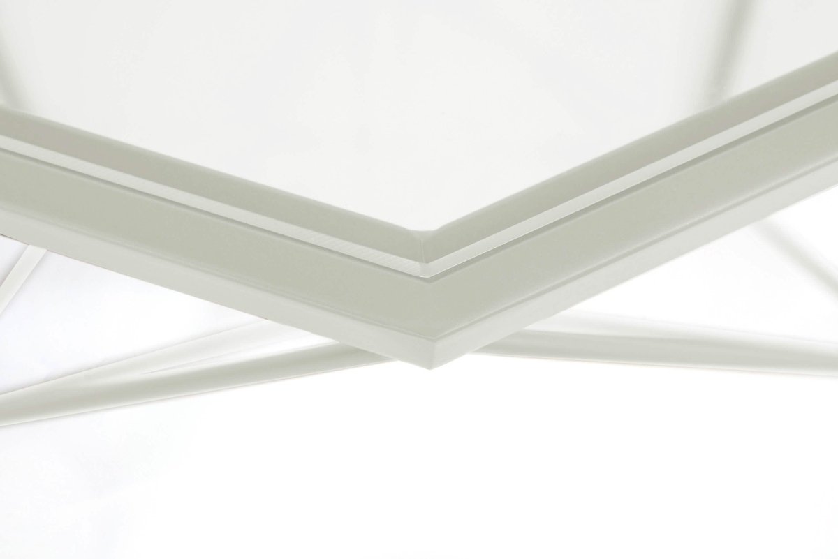 Malibu Octagon Coffee Table with Glass Top and Geometric Metal Base