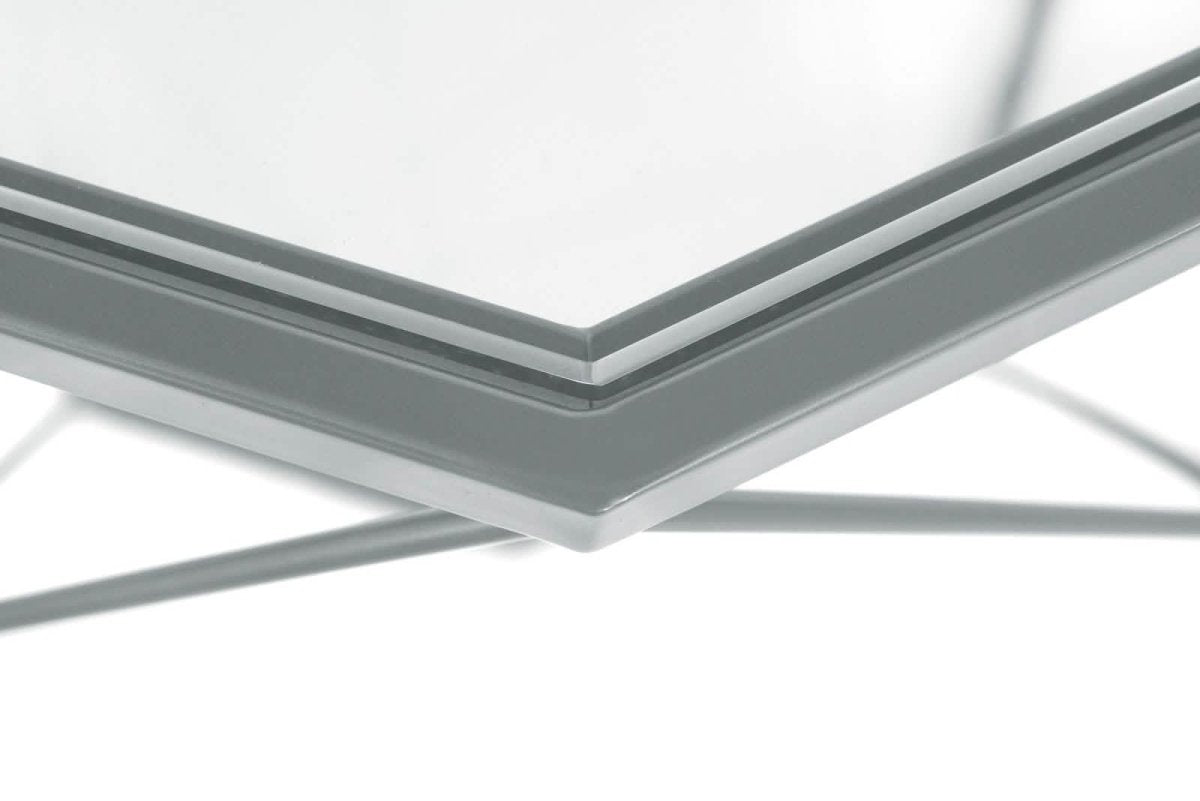 Malibu Octagon Coffee Table with Glass Top and Geometric Metal Base
