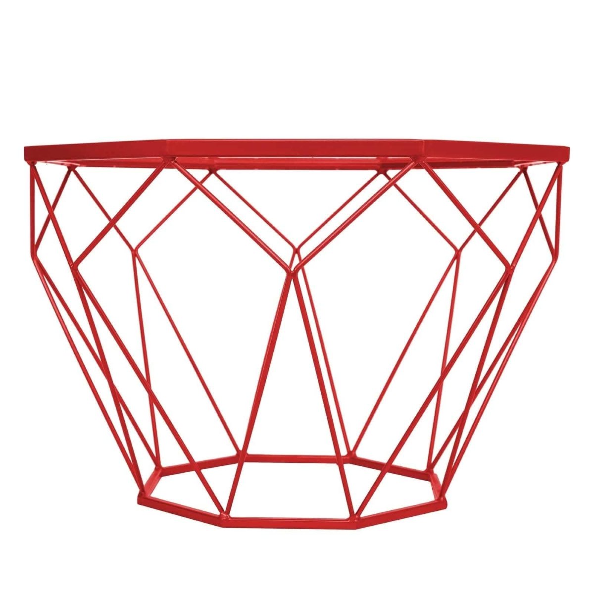 Malibu Octagon Coffee Table with Glass Top and Geometric Metal Base