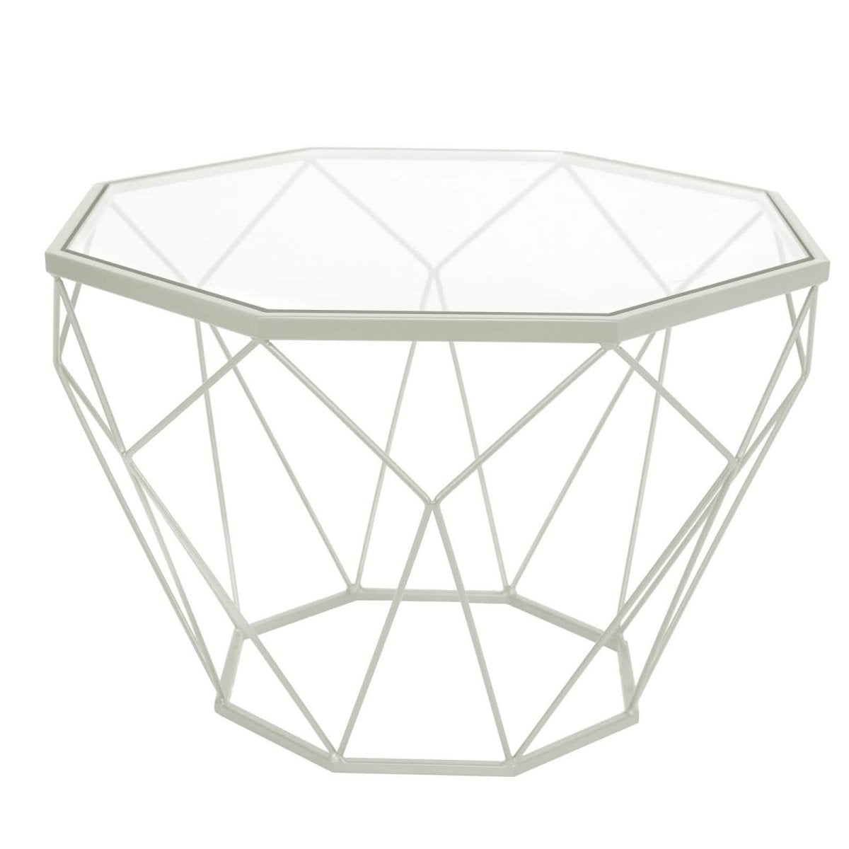Malibu Octagon Coffee Table with Glass Top and Geometric Metal Base