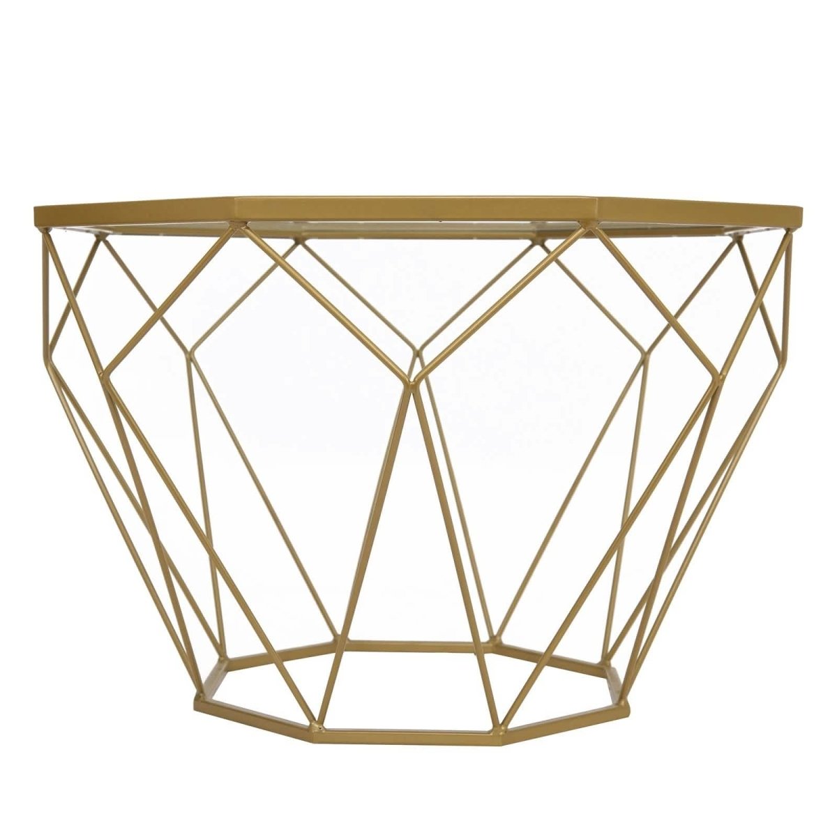 Malibu Octagon Coffee Table with Glass Top and Geometric Metal Base
