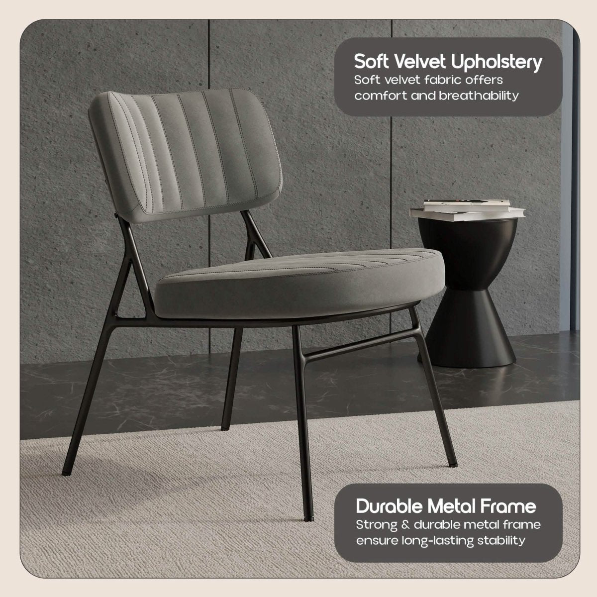 Marilane Upholstered Velvet Accent Chair With Metal Frame