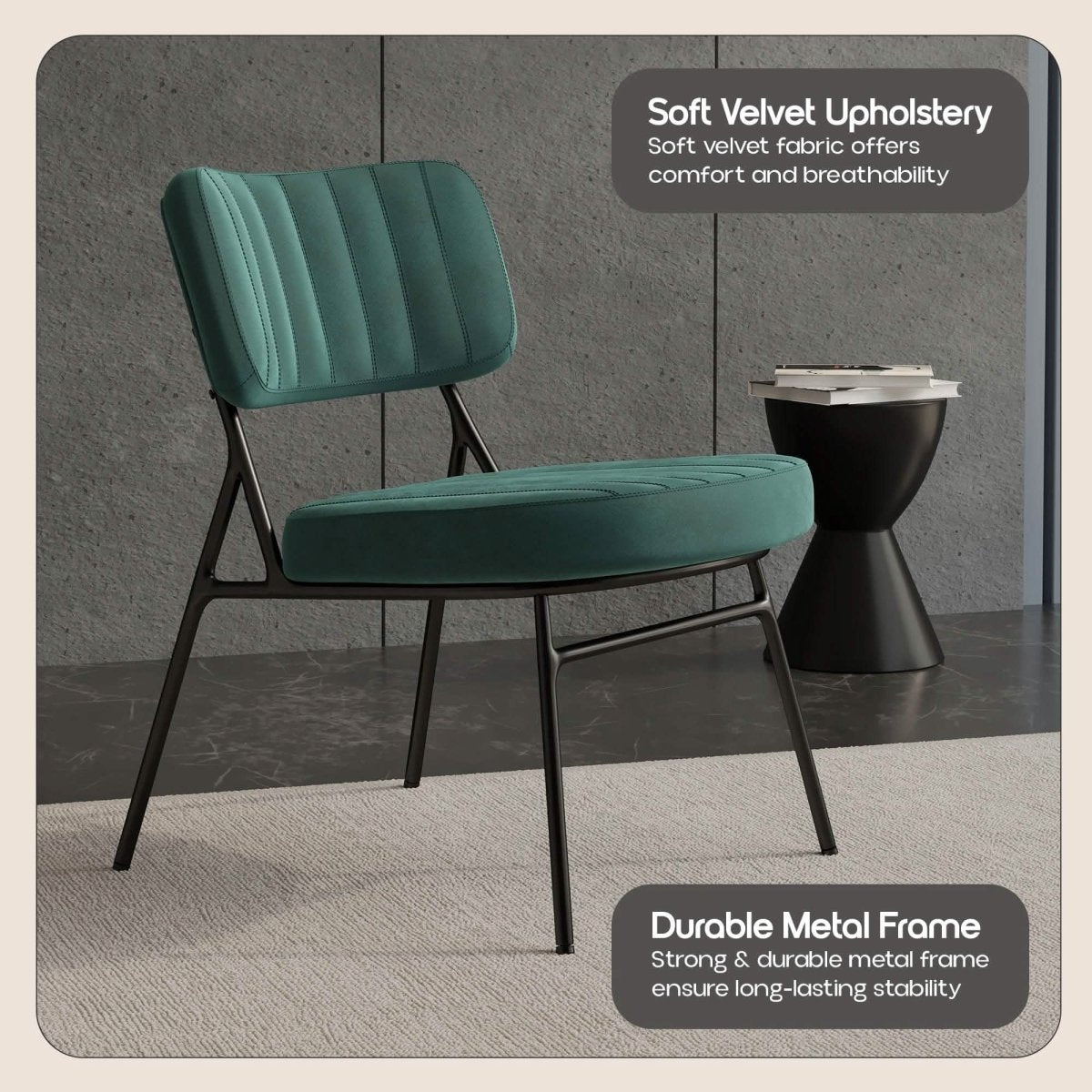 Marilane Upholstered Velvet Accent Chair With Metal Frame