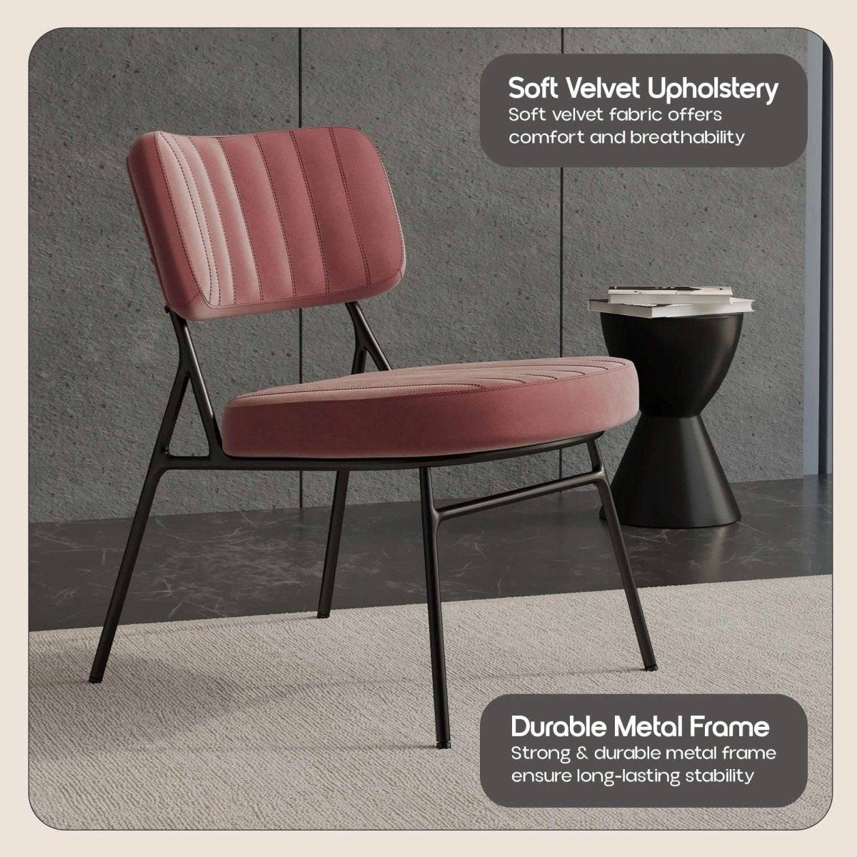 Marilane Upholstered Velvet Accent Chair With Metal Frame
