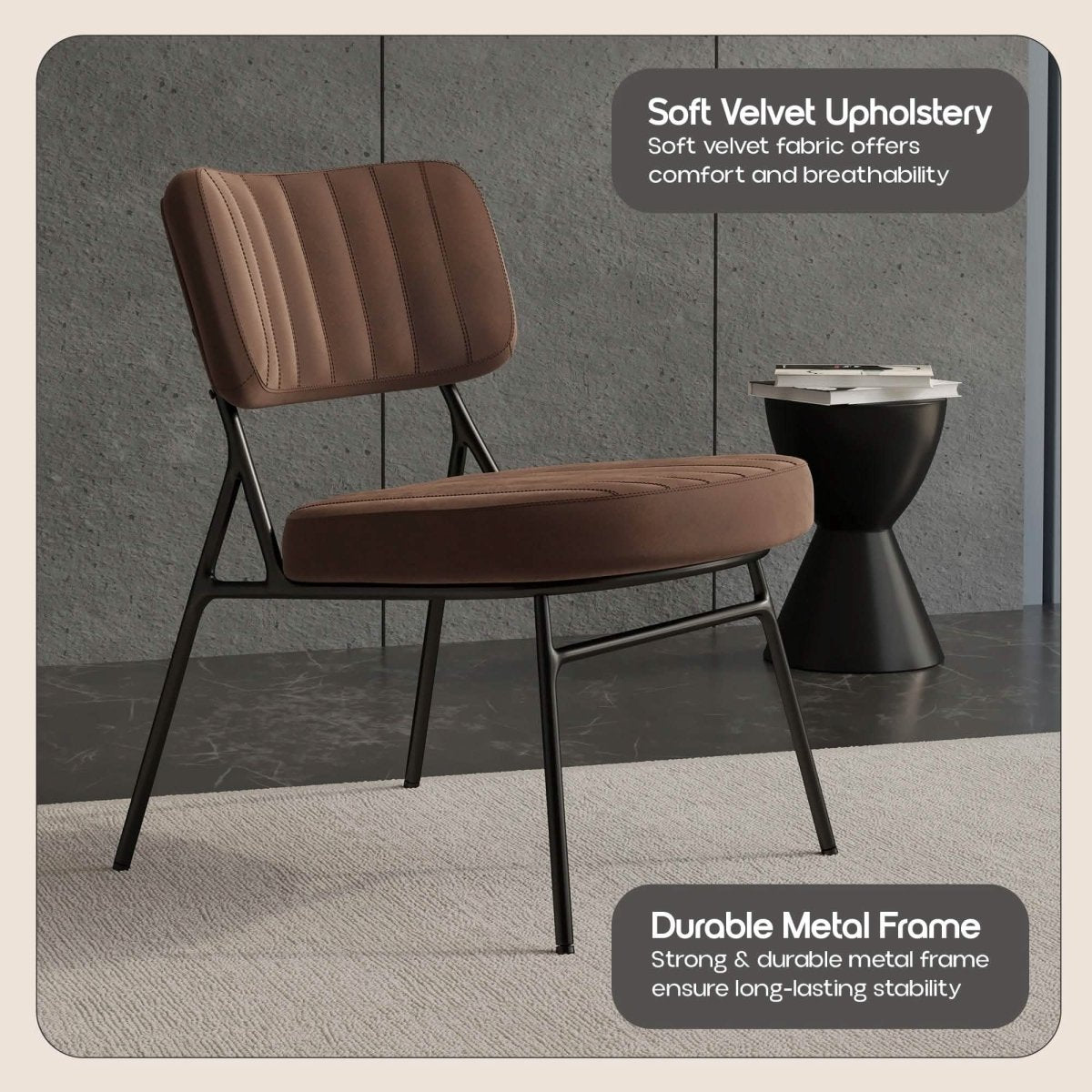 Marilane Upholstered Velvet Accent Chair With Metal Frame
