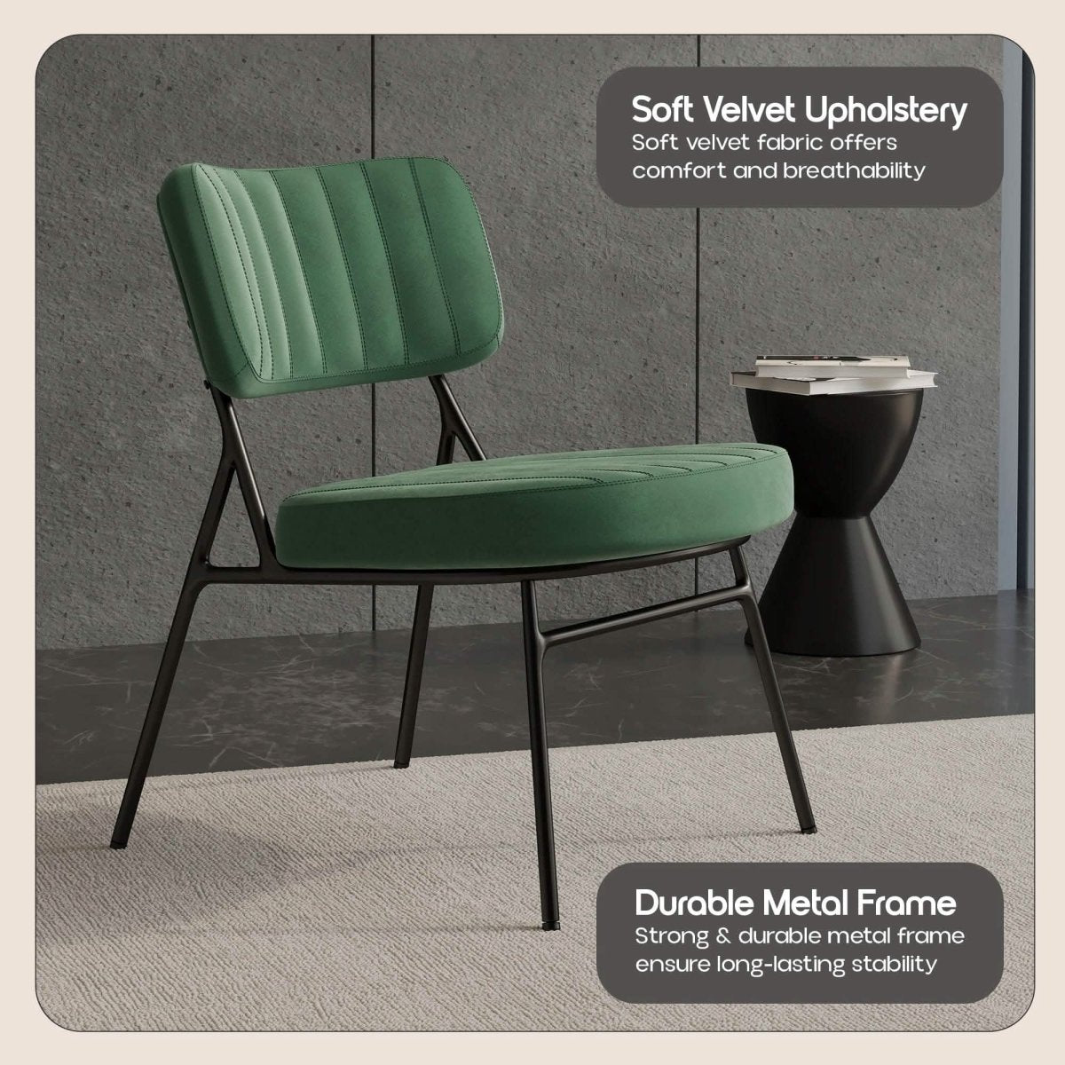 Marilane Upholstered Velvet Accent Chair With Metal Frame