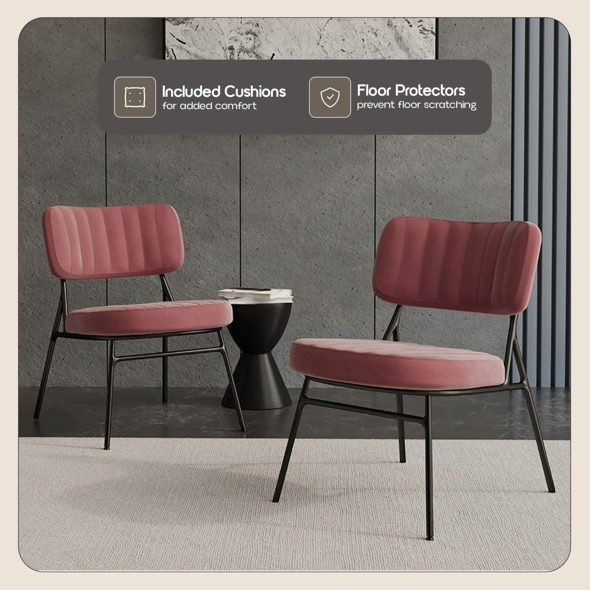 Marilane Upholstered Velvet Accent Chair With Metal Frame