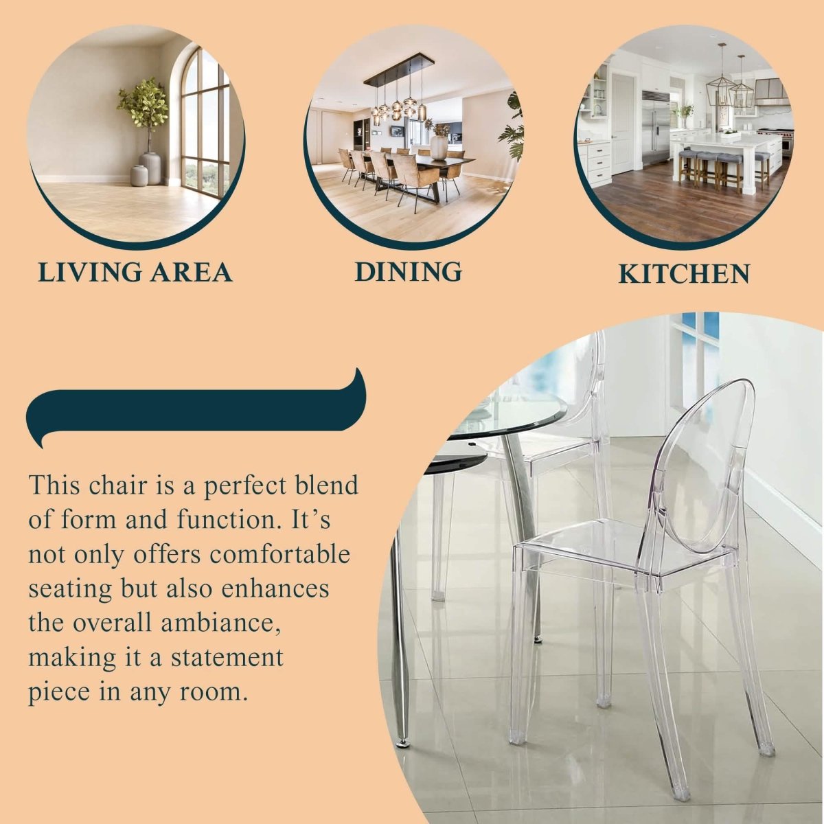 Marion Modern Transparent Acrylic Dining Chair, Set of 2