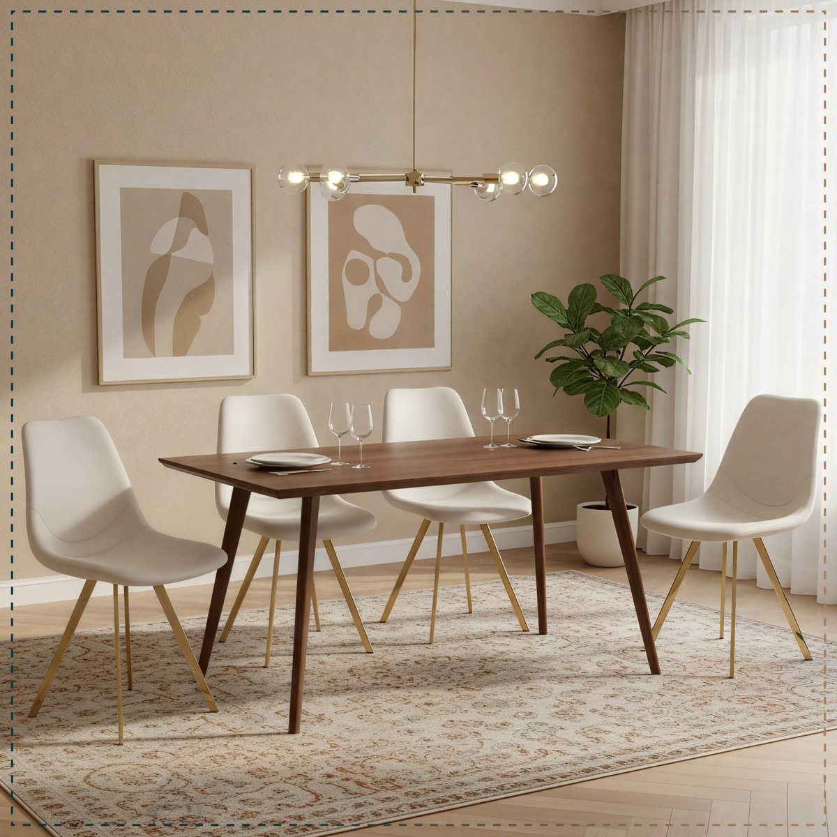 Markley Leather Dining Chair With Black/Gold Metal Legs Gold Cream Dining Chair Leisuremod