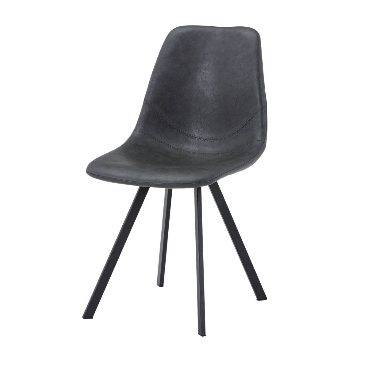Markley Leather Dining Chair With Black/Gold Metal Legs Black Charcoal Black Dining Chair Leisuremod