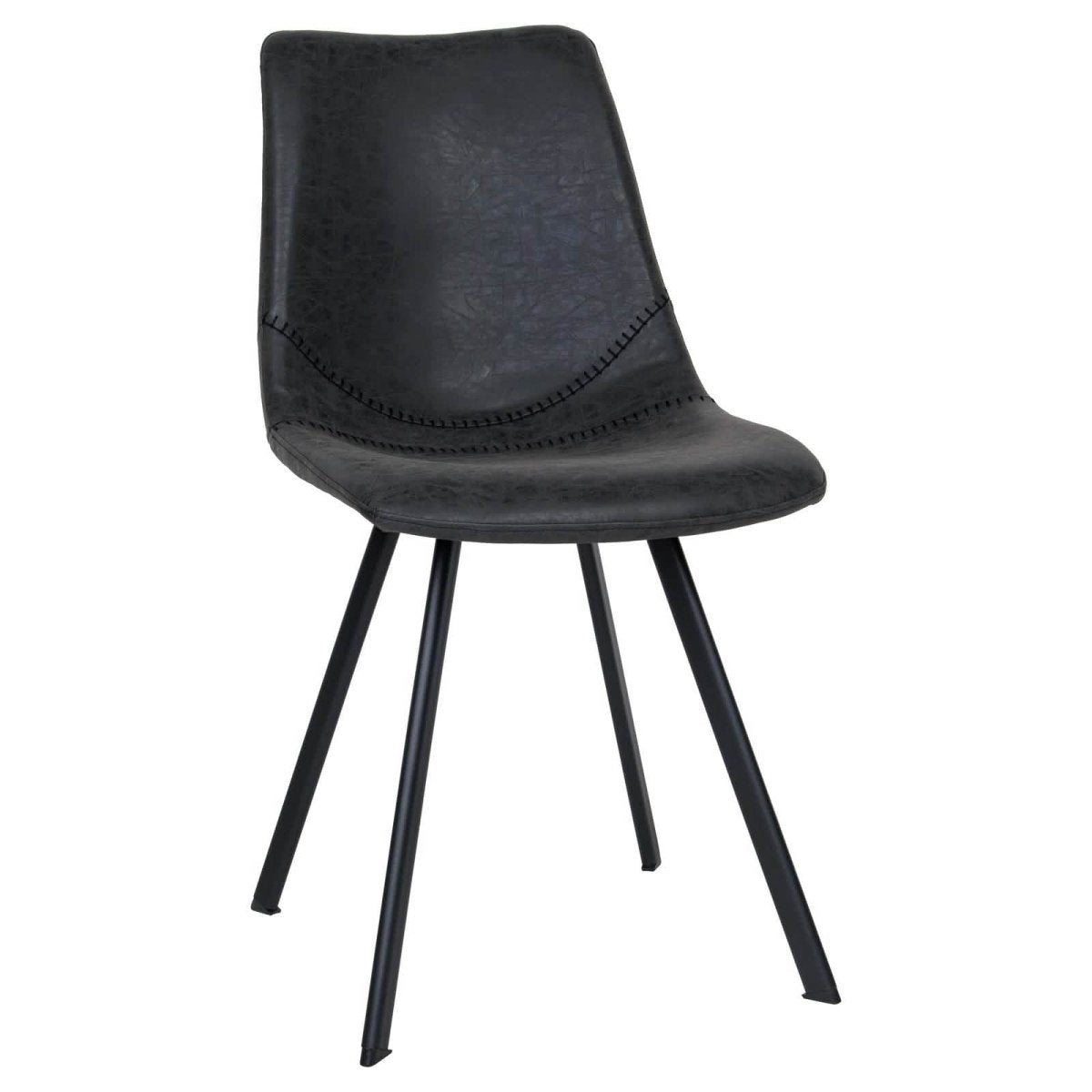 Markley Leather Dining Chair With Black/Gold Metal Legs Black Black Dining Chair Leisuremod