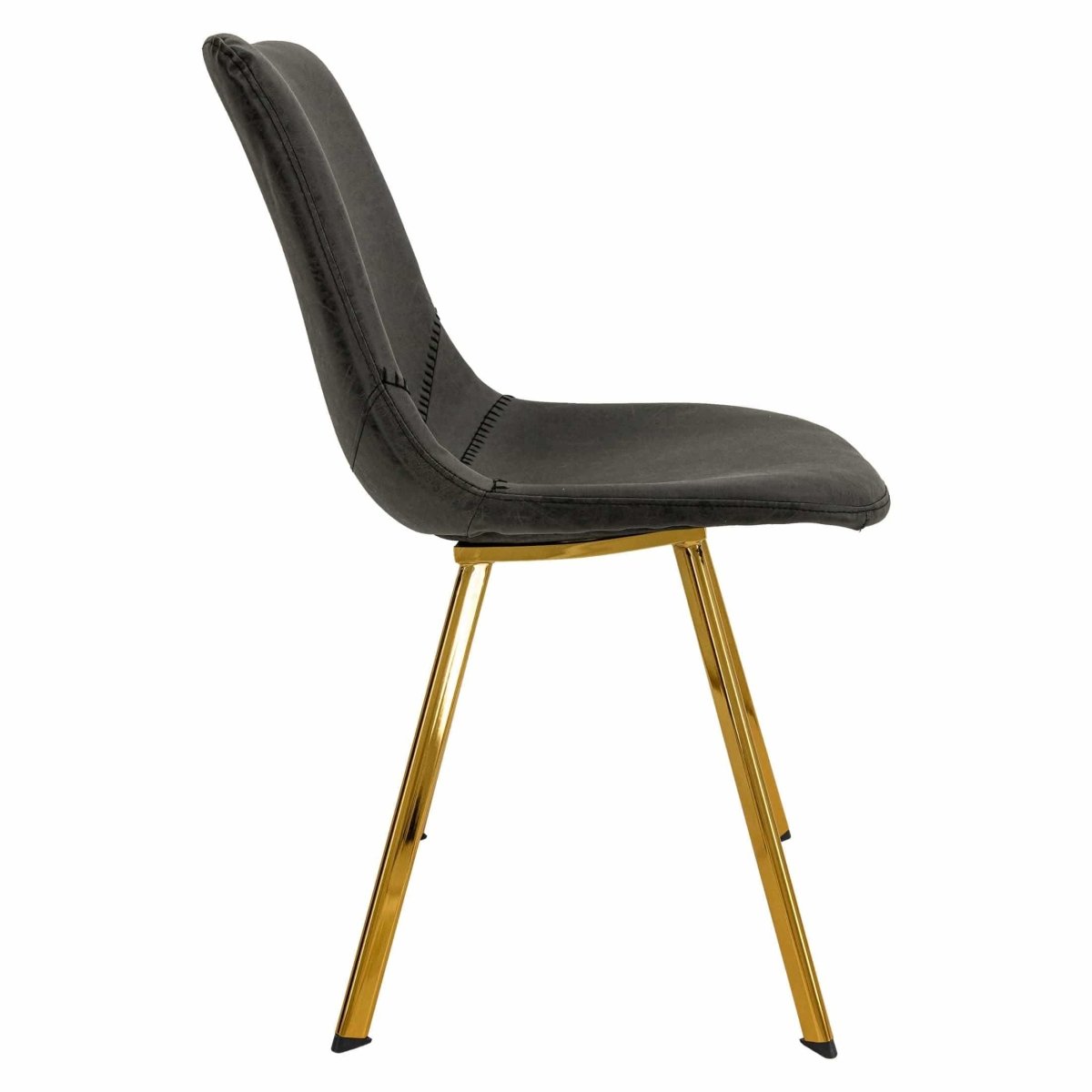 Markley Leather Dining Chair With Black/Gold Metal Legs Gold Charcoal Black Dining Chair Leisuremod